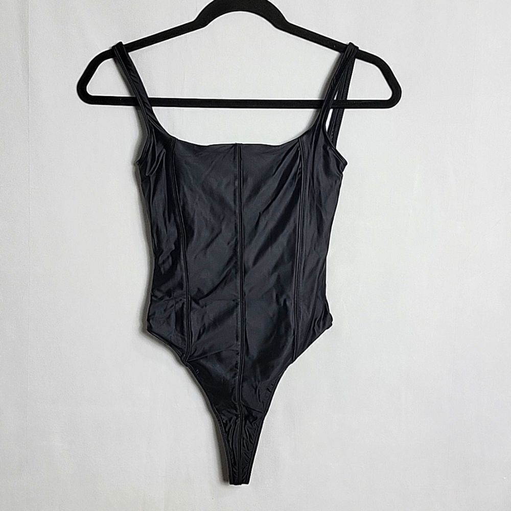NEW.. REEBOK.. CARDI B.. black thong body suit/swimsuit..